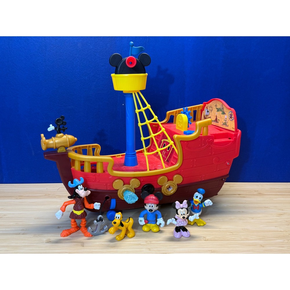 Disney Junior Mickey Mouse Funhouse Pirate Ship Playset with 5 Figures 14 Inch